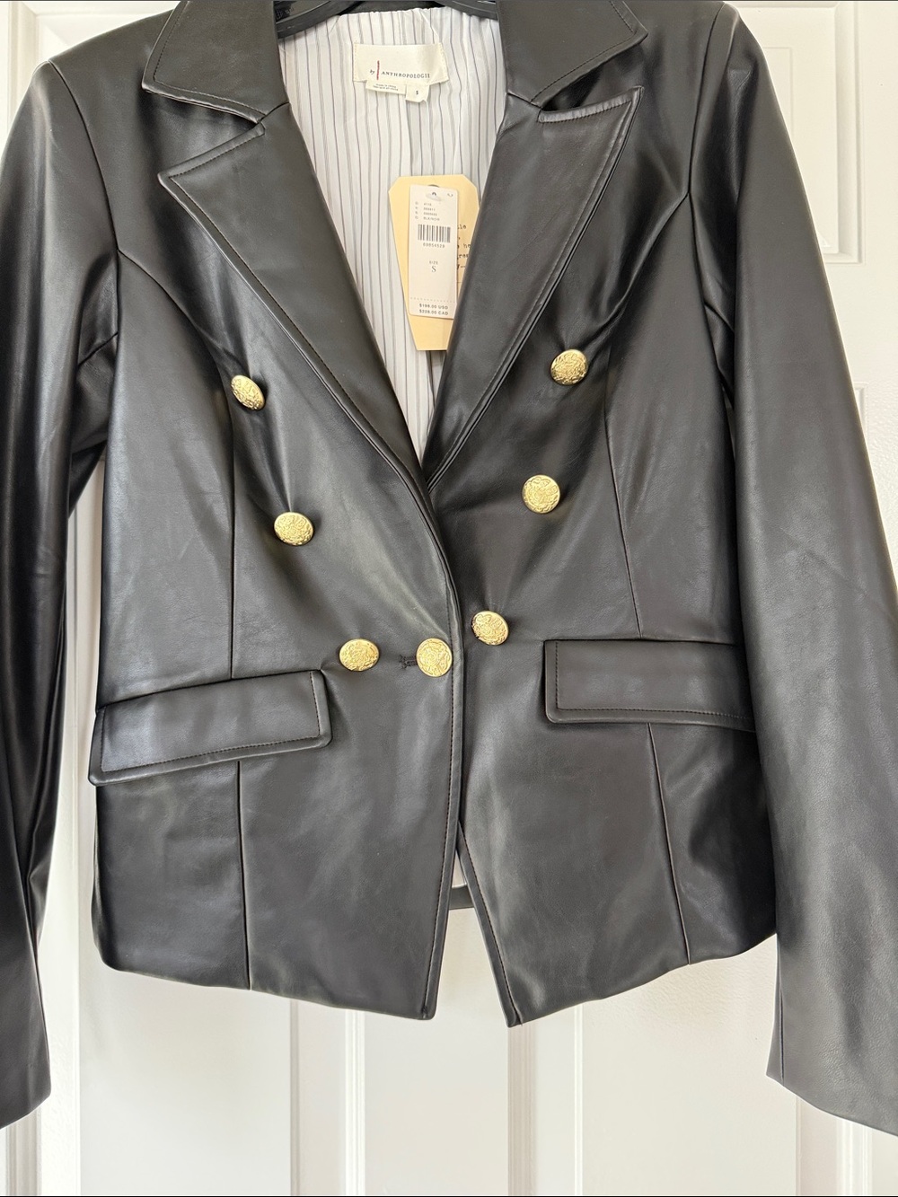 Anthropologie faux leather blazer